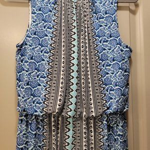 London Times Blue, White, & Black Size 6 Sleeveless Dress